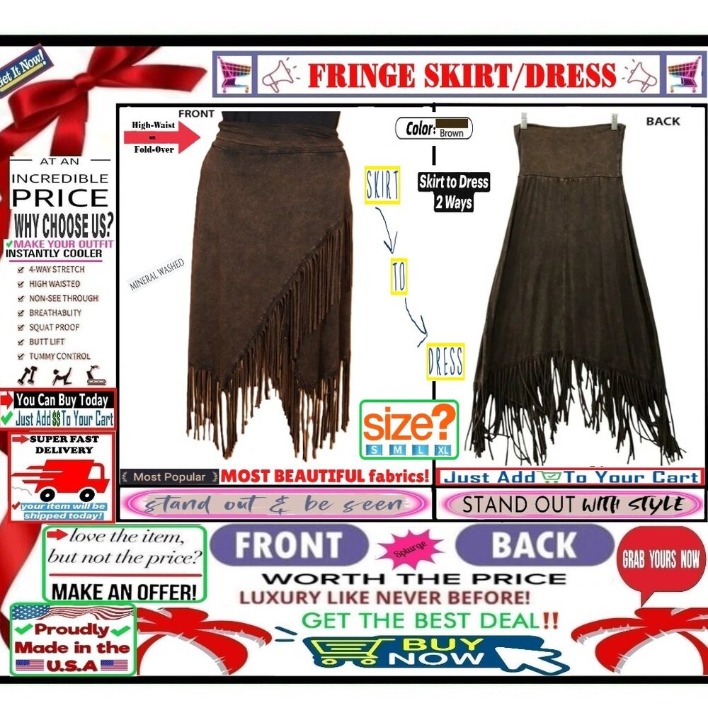 🛑 SKIRT Fold Over ➕ DRESS Strapless High Waist 🆒 FRINGE Mineral Wash 💸BUY NOW